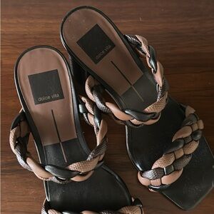 Dolce Vita Women's Black and Tan Braided Sandals